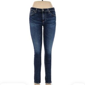 AG Adriano Goldschmied The Legging Ankle Jeans Size 26R Dark Wash Distressed Hem